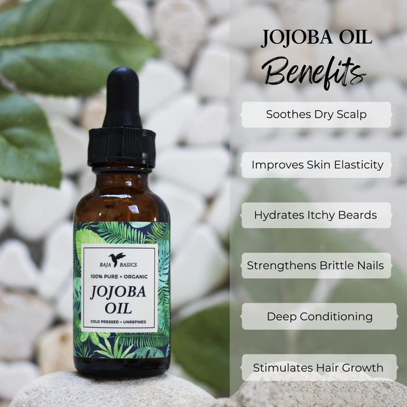 Baja Basics Pure Jojoba Oil for Skin Cold Pressed Moisturizer for Face, Body, Nails and Hair â€“ Multi-Purpose Beauty Product â€“ Vitamin E â€“ Anti-Aging, Hydrating Oil for Men and Women â€“ 4 oz Bottle - Image 2